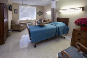 A semi-private room at Stone River Post Acute