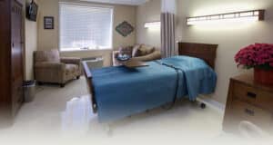 A semi-private room at Stone River Post Acute